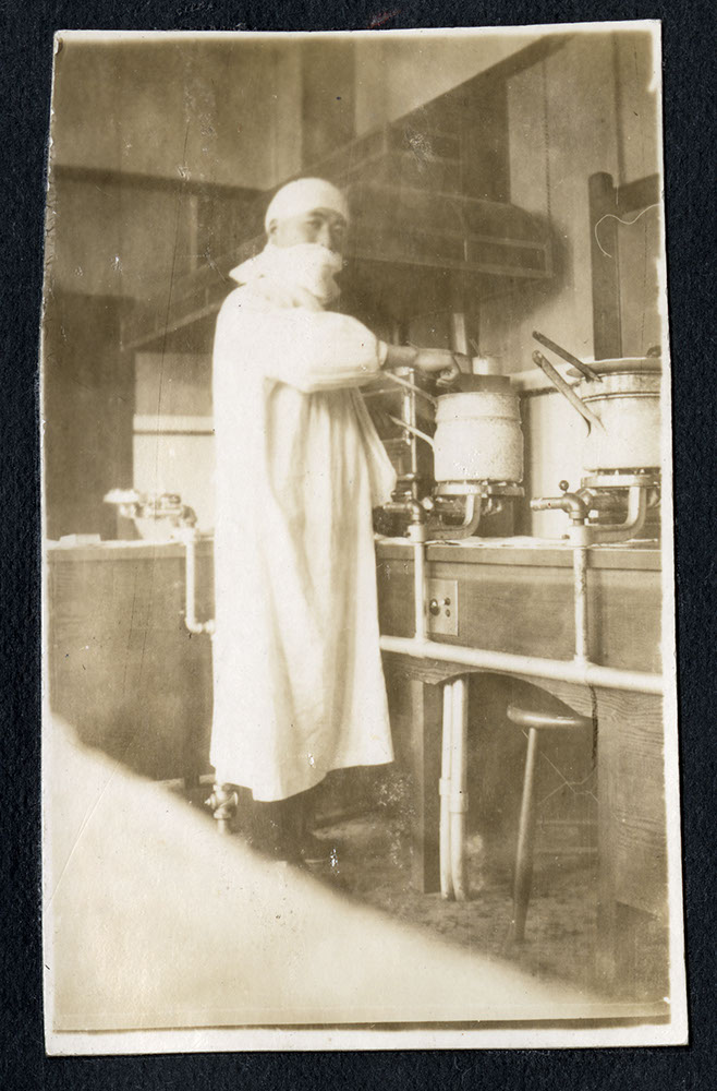Kosaburo Shimizu in the kitchen of Strathcona School